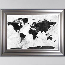 Load image into Gallery viewer, Black And White Marble Map Framed Art Work
