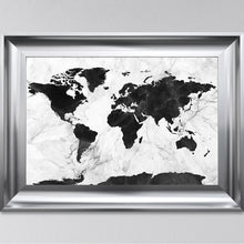 Load image into Gallery viewer, Black And White Marble Map Framed Art Work
