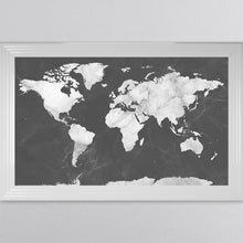 Load image into Gallery viewer, Dark Grey And White Marble Map Framed Wall Art 114*74cm
