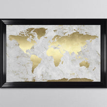 Load image into Gallery viewer, Grey And Gold Marble Map Framed Wall Art 114*74cm
