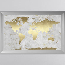 Load image into Gallery viewer, Grey And Gold Marble Map Framed Wall Art 114*74cm
