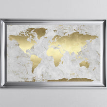 Load image into Gallery viewer, Grey And Gold Marble Map Framed Wall Art 114*74cm
