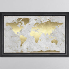 Load image into Gallery viewer, Grey And Gold Marble Map Framed Wall Art 114*74cm
