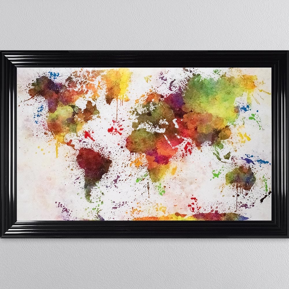 Multicoloured Paint Splatter Framed Wall Art 114*74cm