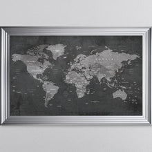 Load image into Gallery viewer, Grey World Map Framed Wall Art 114*74cm
