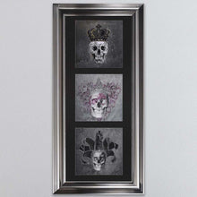 Load image into Gallery viewer, King,Queen And Jester Skull Triptych Card Framed Wall Art
