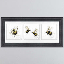 Load image into Gallery viewer, Three Bees Triptych Framed Wall Art
