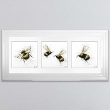 Load image into Gallery viewer, Three Bees Triptych Framed Wall Art
