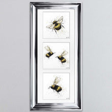 Load image into Gallery viewer, Three Bees Triptych Framed Wall Art
