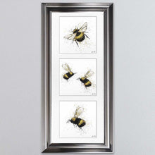 Load image into Gallery viewer, Three Bees Triptych Framed Wall Art
