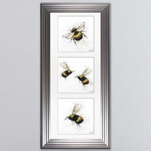 Load image into Gallery viewer, Three Bees Triptych Framed Wall Art
