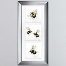 Load image into Gallery viewer, Three Bees Triptych Framed Wall Art
