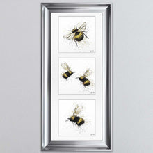 Load image into Gallery viewer, Three Bees Triptych Framed Wall Art
