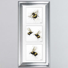 Load image into Gallery viewer, Three Bees Triptych Framed Wall Art
