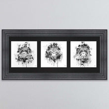 Load image into Gallery viewer, Three Wise Monkeys Triptych Framed Wall Art
