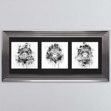 Load image into Gallery viewer, Three Wise Monkeys Triptych Framed Wall Art
