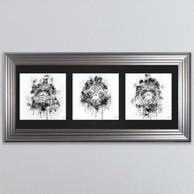 Load image into Gallery viewer, Three Wise Monkeys Triptych Framed Wall Art
