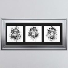 Load image into Gallery viewer, Three Wise Monkeys Triptych Framed Wall Art
