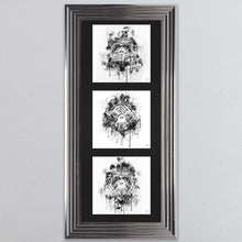 Load image into Gallery viewer, Three Wise Monkeys Triptych Framed Wall Art
