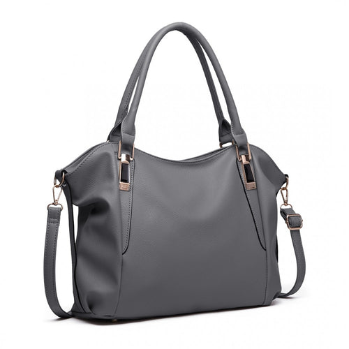 SOFT LEATHER LOOK SLOUCHY HOBO SHOULDER BAG - DARK GREY