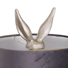 Load image into Gallery viewer, Silver Hare Table Lamp With Grey Velvet Shade
