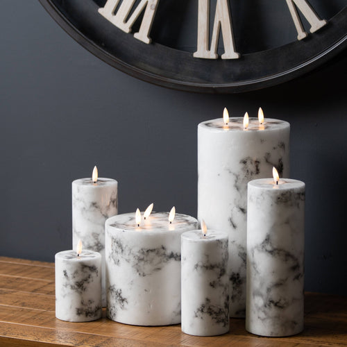 Luxe Collection Natural Glow 6x12cm Marble Effect LED Candle