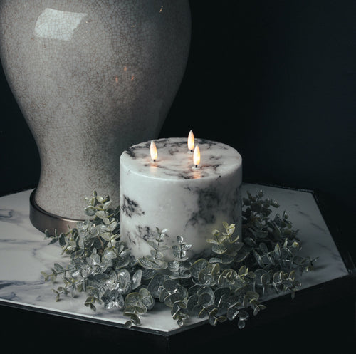 Luxe Collection Natural Glow 6x6cm Marble Effect LED Candle