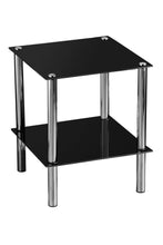 Load image into Gallery viewer, Black Glass Modern Square End Table
