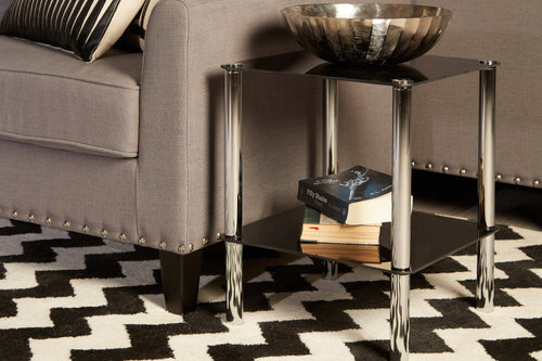 Black Glass Modern Square End Table