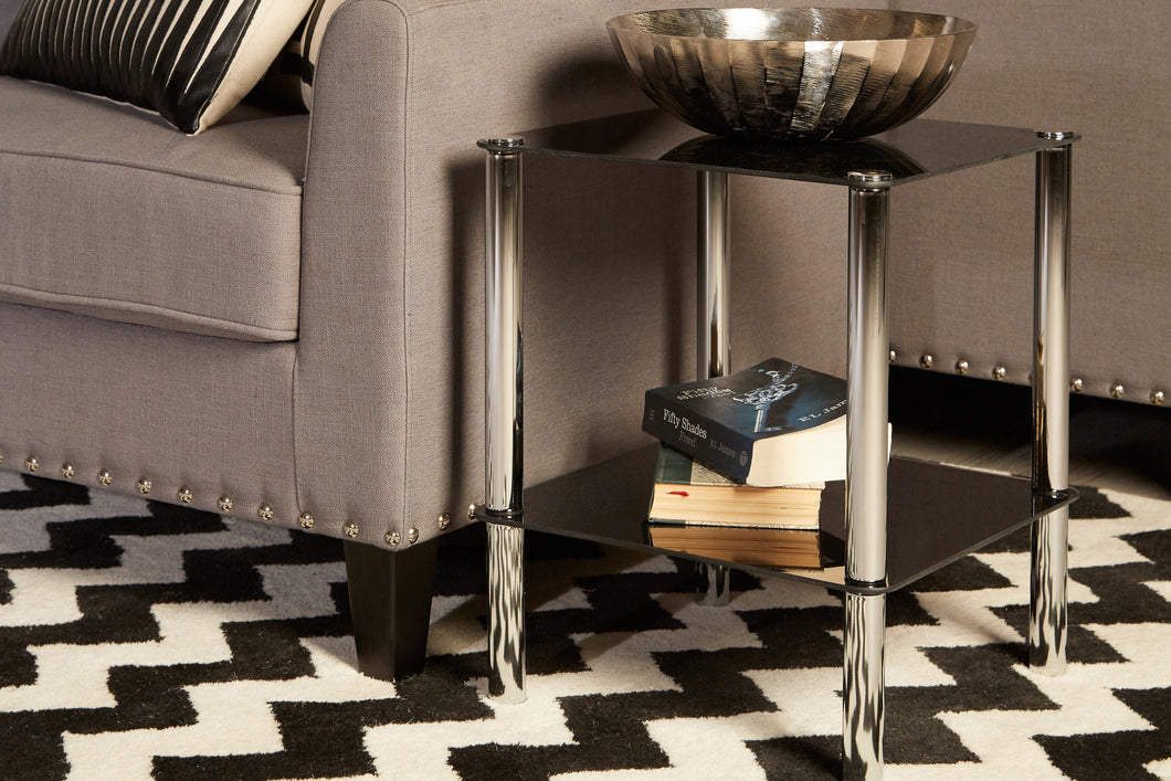 Black Glass Modern Square End Table