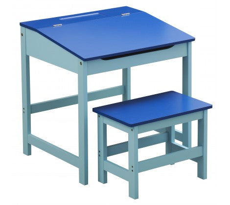 Children's Blue Desk And Stool