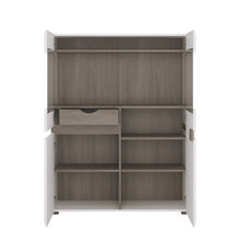 Load image into Gallery viewer, Chelsea Living Low Display Cabinet 109 cm wide in white with an Truffle Oak Trim
