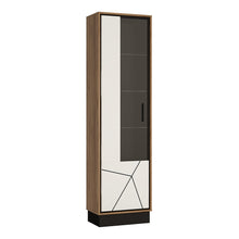 Load image into Gallery viewer, Brolo Tall glazed display cabinet (Left Hand) With the walnut and dark panel finish
