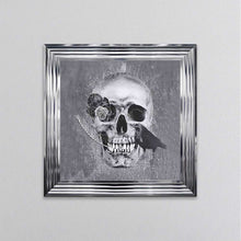 Load image into Gallery viewer, Skull With Feather And A Crow Grey Framed Wall Art
