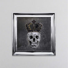 Load image into Gallery viewer, King Skull With Crown Grey Framed Wall Art
