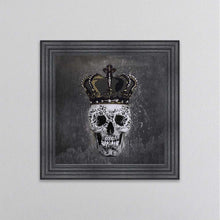 Load image into Gallery viewer, King Skull With Crown Grey Framed Wall Art
