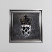 Load image into Gallery viewer, King Skull With Crown Grey Framed Wall Art
