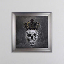 Load image into Gallery viewer, King Skull With Crown Grey Framed Wall Art
