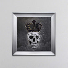 Load image into Gallery viewer, King Skull With Crown Grey Framed Wall Art
