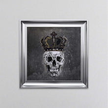 Load image into Gallery viewer, King Skull With Crown Grey Framed Wall Art
