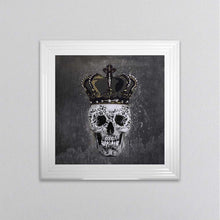 Load image into Gallery viewer, King Skull With Crown Grey Framed Wall Art
