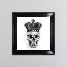 Load image into Gallery viewer, King Skull With Crown White Framed Wall Art
