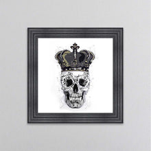 Load image into Gallery viewer, King Skull With Crown White Framed Wall Art
