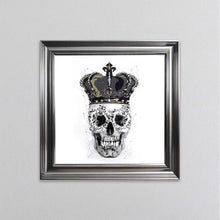 Load image into Gallery viewer, King Skull With Crown White Framed Wall Art
