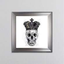 Load image into Gallery viewer, King Skull With Crown White Framed Wall Art
