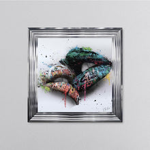 Load image into Gallery viewer, In The Kiss Blue Lips Framed Wall Art
