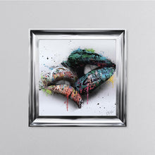 Load image into Gallery viewer, In The Kiss Blue Lips Framed Wall Art
