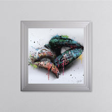 Load image into Gallery viewer, In The Kiss Blue Lips Framed Wall Art
