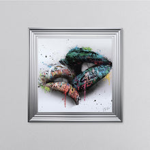 Load image into Gallery viewer, In The Kiss Blue Lips Framed Wall Art
