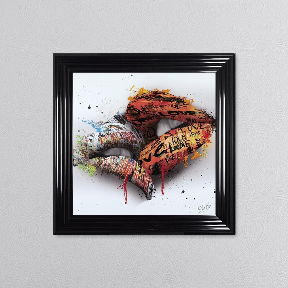 In The Kiss Orange Lips Framed Wall Art